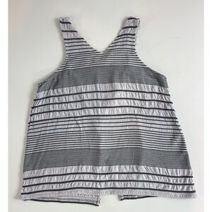 Anthropologie Deletta Women's Split Back V-Neck Tank Top Gray Stripe Size XS